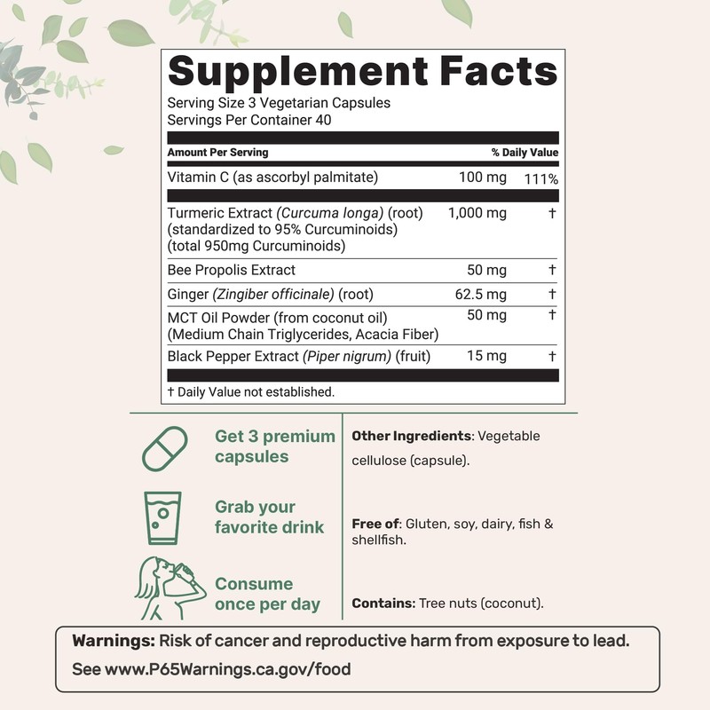 Micro Ingredients Pure Turmeric Curcumin Supplement 1,000mg – 95% Curcuminoids
