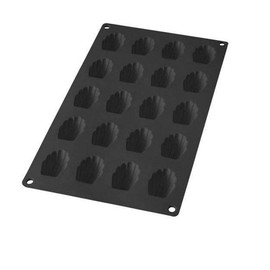 Lékué 20 Cavity Gourmet Shell Shaped Mini Madeleine Mould, Black
