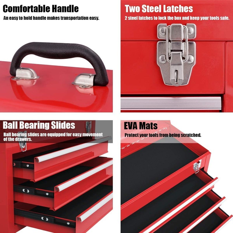 IRONMAX Portable Tool Box, Lockable Steel Tool Chest Cabinet w/