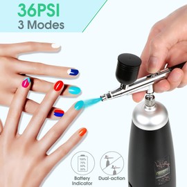 Makeup Airbrush Kit Electric Sprayer Set with Compressor 36PSI Portable Wireless with 2600mAh Rechargable Extension Nozzle for Beauty, Food Decoration, Car Decor etc