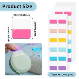 Sticky Tabs, 360 Pcs Sticky Notes Tabs, Index Tabs, 6 Colors Sticky Notes Writable Annotation Tabs for Book Tabs, File Classification, Book Marker, Page Markers (Colorful)