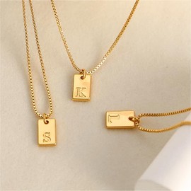 FUNEIA Gold Silver Chain with Letters Women's Necklace Initials 14 Carat Gold-Plated Hypoallergenic Name Chain Pendant A-Z Letter Chain Jewellery Gifts for Women Girls, Gold, brass, Diamond