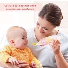 Sodee Alimentador de alimentos para bebés, Alimentador de cuchara de silicona para dispensar y alimentar alimentos infantiles, 90ML (Rosa-2 Piezas)
