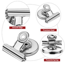 Artcut 8 Pack Silver Magnetic Clips - Strong Fridge, Whiteboard Magnets, 31mm Bulldog Clips for Photo, Note, File