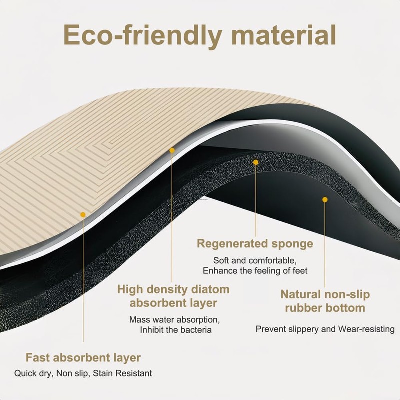 SANQIU Diatomaceous Earth Bath Mat/Rug - Stain Resistant; Quick-Dry; Non-Slip;