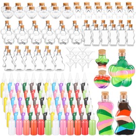 Havawish 142 Pcs Sand Art Kits Include Plastic Colored Sand Art Bottles, Mini Plastic Funnels Containers Collection Bottles for Craft Wedding Birthday Party Decoration