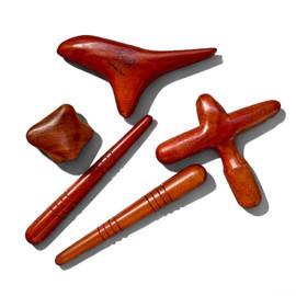 LUNGCHA 5 pcs. Massager Stick Tool Kits with Usage Guide and Tools Bag for Body, Foot, Hand, Back, Neck, Shoulder Thai Traditional Reflexology (Set C (4 Types Massager))