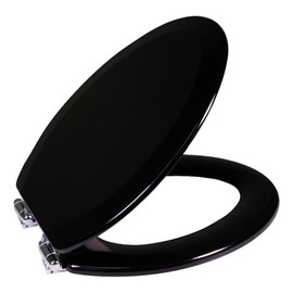 Pemberly Row Modern Elongated Wood Toilet Seat in Black Finish