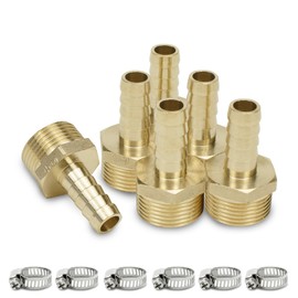 Bwintech 6 Pieces Hose Fittings 1/2" BSP Male x 14mm Hose Connector with 6 Pcs Clamps