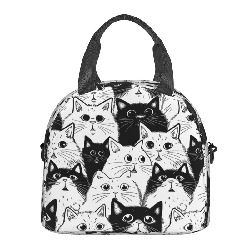 bassyil Cat Insulated Lunch Bag Reusable Lunch Box With Adjustable