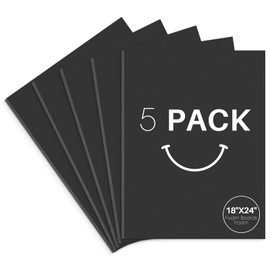 Golden State Art, Acid Free 5 Pack 18x24 Black Foam Boards Foam Core Poster Board, 3/16'' Thick Polystyrene Foam Sheet for Projects, Mounting, Crafts, Art and Presentations