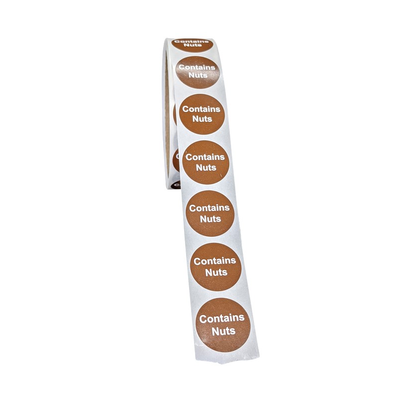 Contains Nuts Food Allergen Labels 1 Inch Round Circle Dots