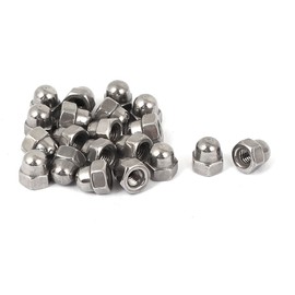 Sourcingmap Acorn Hex Cap Nuts - 20Pcs M3 Dome Nuts 304 Stainless Steel Hexagon Decorative Cap Nut for Screws Bolts Silver Tone