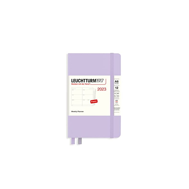 LEUCHTTURM1917 365951 Weekly Planner Pocket (A6) 2023, 12 Months, Lilac,