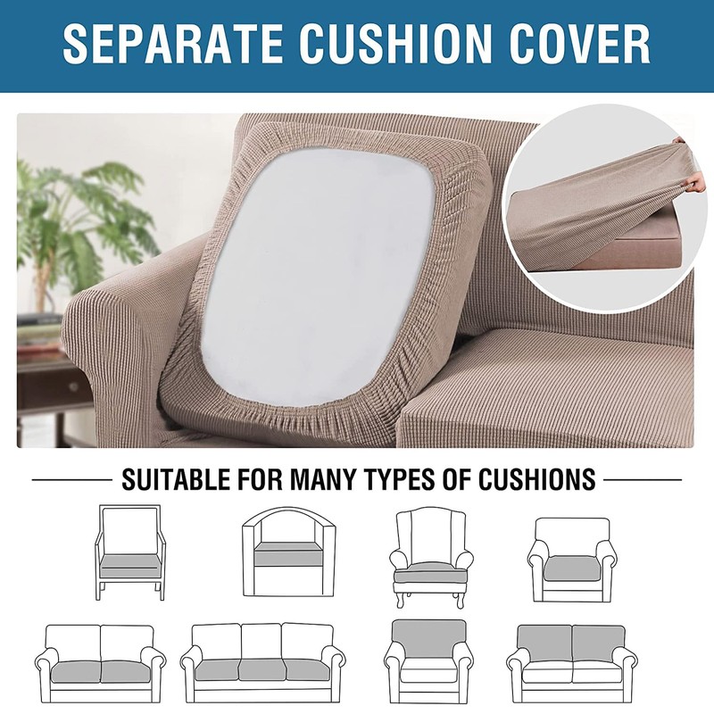 H.VERSAILTEX 4 Piece Stretch Sofa Covers for 3 Cushion Couch
