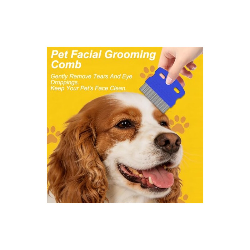 Pet Grooming Comb Set, 4 Pack Stainless Steel Flea Combs,
