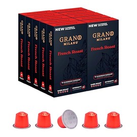Grano Milano French Roast - 100 Aluminium Coffee Pods Compatible with Nespresso Original line - Intensity 10, Dark Roast Coffee Capsules Made in Italy