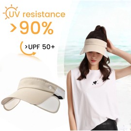 lulupila Unisex Visor Cap Sun Hat Adjustable Brim Running Sun Hat UV-Resistant Tennis Hat and Golf Hat, khaki, Unit size