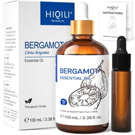 HIQILI 100ML Bergamot Essential Oil 100% Natural No Additives Aroma Oil for Aromatherapy, Diffuser, Sleep, Cleanliness with Travel Bottle
