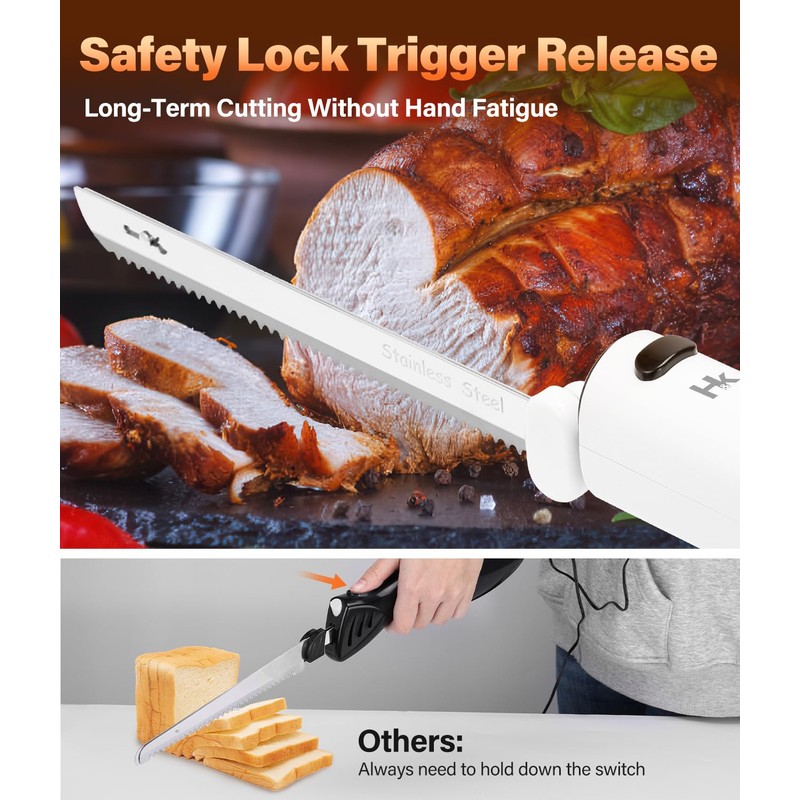 HK Cordless Electric Knife for Carving Meats, Poultry, Bread, Crafting
