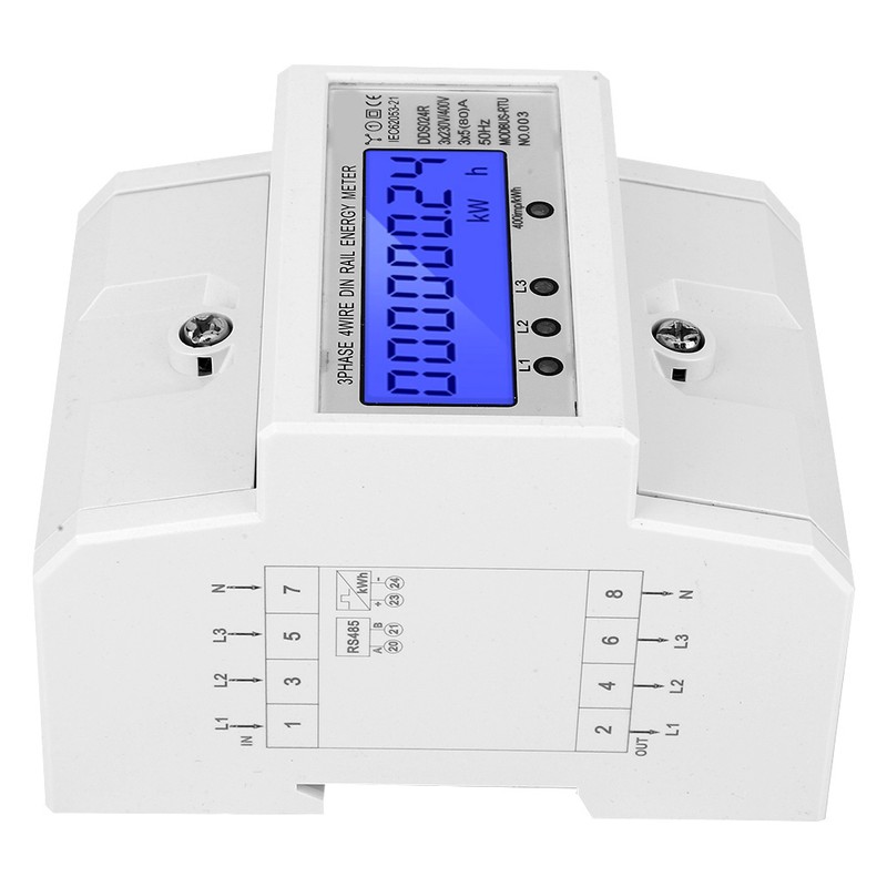 3 Phase 4 Wire DIN Rail Power Consumption Energy Meter