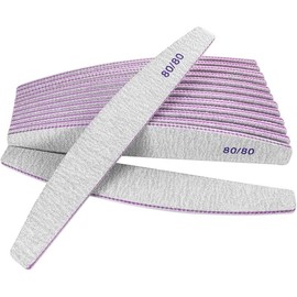 Files 80/80 Grit (100 Pack), Emery Boards for  Nails and Gel Nails, Coarse  File 80 Grits Double Sided Emory Board Professional  Filers Reusable Washable Manicure Curved Gray Bulk - Color: 10 Pcs 80/80 Grit Curved Gray