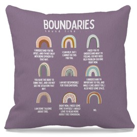 GICHUGI Mental Health Boundaries Inspirational Pillow Covers 18x18 - Mental Health Gifts, Therapy Office School Counselor Office Decor, Classroom Pillow Covers, Boho Rainbow Classroom Decor (Purple)