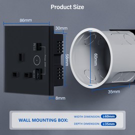 BSEED ZigBee Socket 1 Gang with USB and Type C Compatible with Alexa and Google Home, Timer Socket With APP Remote Control Compatible with Smart Life, Smart Socket 13A Black（Gateway Hub Needed)