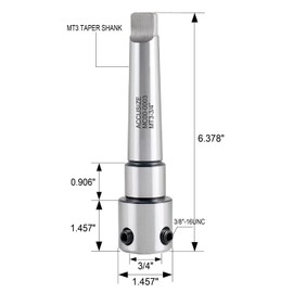 Accusize Industrial Tools Annular cutter arbor, MT3 to 3/4" Weldon Shank for Drill-use Annular Cutter on Drill Press, MC00-0003