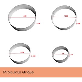 Ausstecher rund 4 Stück Ausstechformen rund Edelstahl Ausstechformen Ring Circle Cookie Cutter für Gebäck Donut Fondant Backen DIY Kuchen (4 Stück)