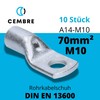 Cembre A14-M10 Tubular Cable Lug 70 mm² M10 Uninsulated Tin-Plated