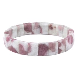 Justinstones Gem Semi Precious Gemstone 12mm Faceted Rectangle Beads Stretch Bracelet 7 Inch, 7 inches, Gemstone, quartzite