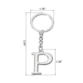 PATIKIL Initial Letter Keyring, Letter P Key Ring, DIY Pendant Key Ring, Bag Backpack Decoration for Men, Women, Party Gifts, Silver, silver