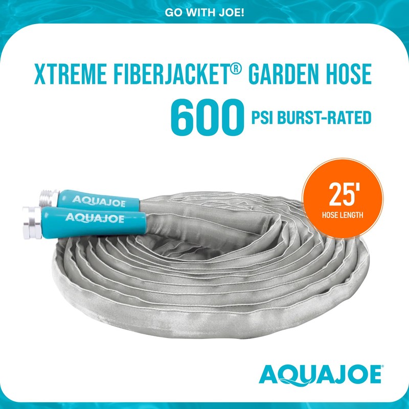 Aqua Joe AJFJH25-58-PRX XTREME FIBERJACKET Flexible, Kink-Resistant Garden Hose, 600