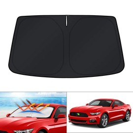 KUST - Parasol para parabrisas de ajuste personalizado para Ford Mustang 2015-2023 (no para Ford Mustang Mach-E) parasol plegable que bloquea los rayos UV y mantiene tu coche fresco