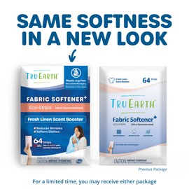 Tru Earth Fabric Softener Strips for Washing Machine, Alternative to Fabric Softener Liquid and Pods, Fresh Linen Scent Booster, Up to 128 Loads Per 64-Count