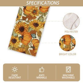 Linen Watercolor Pumpkin Sunflower Fall Table Runner Farmhouse Fall Autumn Thanksgiving Harvest Festival Decorations and Supplies for Home Kitchen Table-13×108''