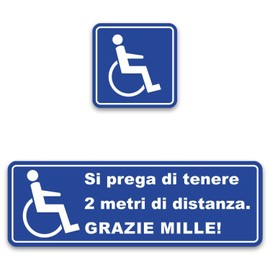 '"Bitte Sticker Set 2 Metre Distance. Thank You." and "Wheelchair Size: 30x10 cm + 10x10 cm, All the Way _ 246 (Italian) – Wheelchair, Rolli Recently Gap – Thank You – Car Sticker.