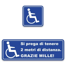 '"Bitte Sticker Set 2 Metre Distance. Thank You." and "Wheelchair Size: 30x10 cm + 10x10 cm, All the Way _ 246 (Italian) – Wheelchair, Rolli Recently Gap – Thank You – Car Sticker.