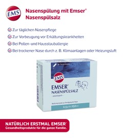 Emser Nasal Rinse Salt, Physiological Nose Shower for Colds, Allergies and Nose Care, 100 x 2.5 g Bag