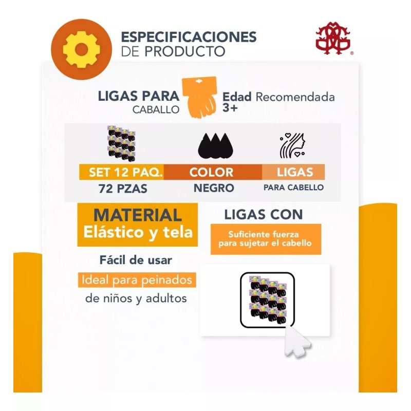 J.H. Company 144 Pcs Liga Para Cabello Donita Accesorio Elastica