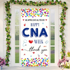 Lofaris Happy CNA Week Door Cover 6x2.9ft, We Appreciate You Door Banner, Nurse Assistant Appreciation Party Decorations