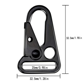 12 Pieces 1 Inch Enlarged Mouth Clip Sling Clasp Hook Heavy Duty Snap Hooks Sling Clips for Keychain Snap Hooks Outdoor Backpack Tactical Carabiners (12) (Black-12) (12)