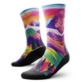 Outway Novelty Crew Socks for Men & Women, Breathable, Moisture-Wicking Athletic Calf Socks with Arch Support, Durable Polyester & Spandex Blend, Colorful Nature Design, Nature Trip, S-M