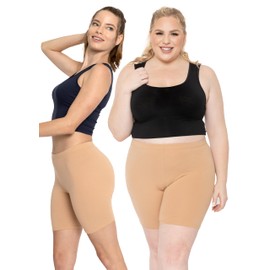 Pantalones cortos de motociclista para mujer | Pantalones cortos de entrenamiento deportivos para mujer | Algodón | S - 5X, Beige, Large