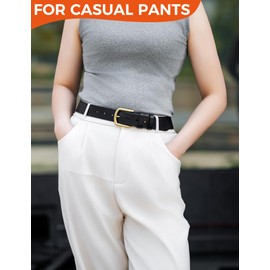 TYWestyles 1.3‘' Womens Leather Belt for Jeans Pants with Gold Buckle