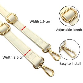 PU Leather Strap for Bag Beige, Adjustable Women's Bag Straps with Carabiner Gold, 80-125 cm Shoulder Strap Bag for Women, Crossbody Strap, 2.5 cm, 1712