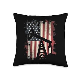 Patriotic Oil Derrick Throw Pillow