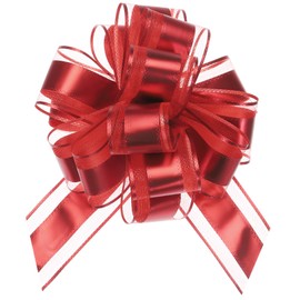 TOP-VIGOR 12Pcs 9 Inch Extra Large Pull Bow, Metallic Gift Wrapping Bows Ribbon Organza for Wedding Baskets Presents Christmas Valentine's Day Birthday Gift Decorations, Red