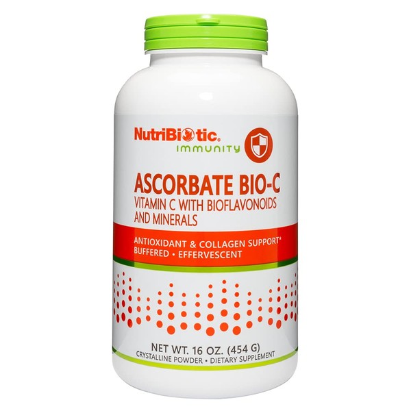 NutriBiotic - Ascorbate Bio-C, 16 Oz | Effervescent Vitamin C Powder With Lemon Bioflavonoids & Minerals Calcium, Magnesium, Zinc, Selenium & More | Bioavailable Antioxidant & Collagen Support | Vegan